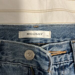 Moussy high waisted wide leg distressed jeans
